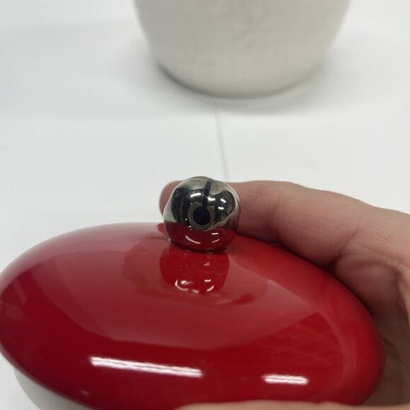 Hallmark Ceramic Cookie Jar Mittens Close Line White Red Green Jingle Bell 7” - Picture 5 of 11